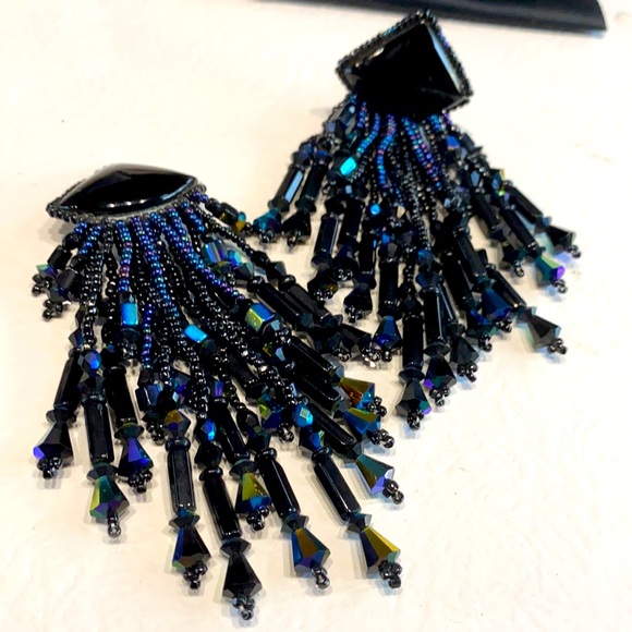 VINTAGE DESIGNER CHIPITA LOADED ONYX W BLACK AB CRYSTAL/GLASS BEADS - Picture 6 of 13